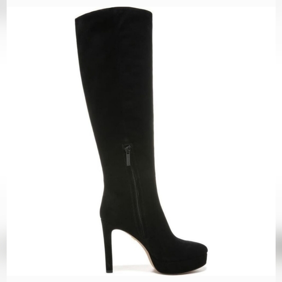 NWT$695 Veronica Beard Suede Dali Knee High Stiletto Heeled Boots in Black Sz 9 - Picture 2 of 16